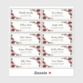 Burgundyゲストの名前と住所結婚のラベル シール (シート)