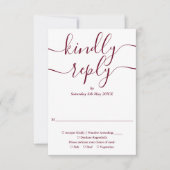 Burgundyスクリプトストリングラ結婚イト 出欠カード (正面)