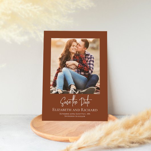 Burgundyスクリプトフォトウェディング日付を保存 セーブザデート