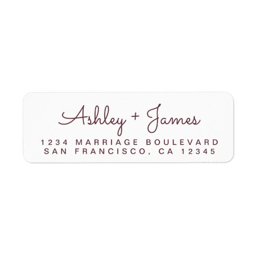 Burgundyスクリプト名結婚の差出人住所 ラベル (正面)
