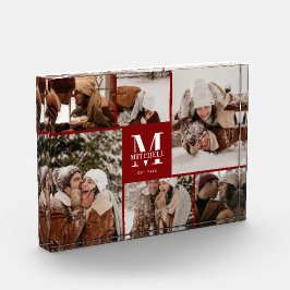 Burgundyスタイリッシュ Family Photo Collage Keepsake フォトブロック