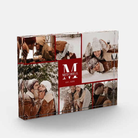 Burgundyスタイリッシュ Family Photo Collage Keepsake フォトブロック (左)