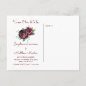 Burgundyバラ日付の保存 案内ポストカード (裏面)