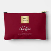 Burgundyビジネスロゴ名モノグラム アクセサリーポーチ (裏面)