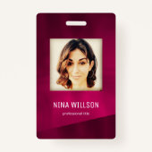 BurgundyフォトビジネスID バッジ (正面)