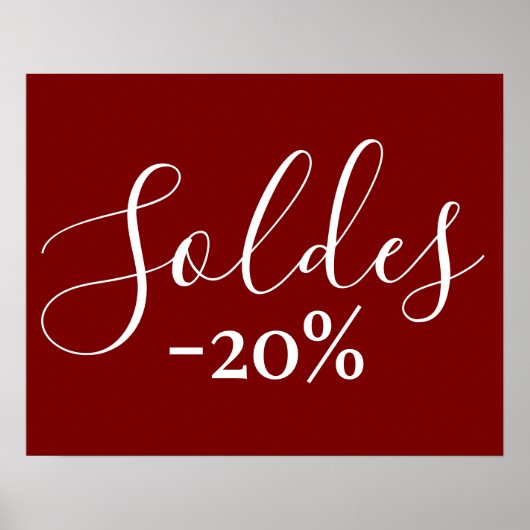 Burgundyフランスのの販売サイン、小売販売の20%オフ ポスター (正面)