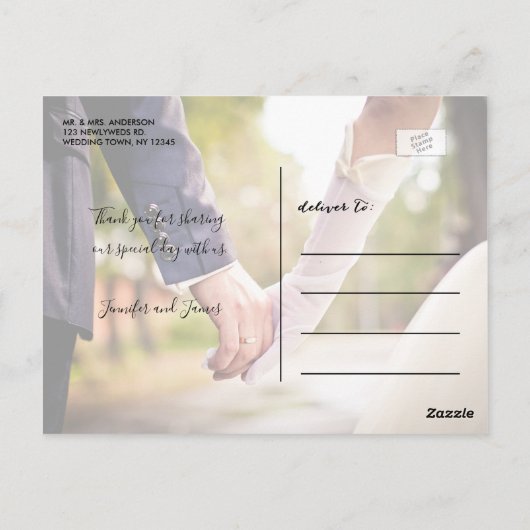 Burgundyフローラ写真素朴結婚の感謝 ポストカード (裏面)