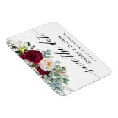 Burgundyフローラ日付緑を保存 マグネット (右側)