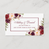 Burgundyフローラ結婚のレジストリ挿入カードBR エンクロージャーカード (正面)