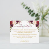 Burgundyフローラ結婚の詳細金ゴールド挿入カード ポストカード (スタンド正面)