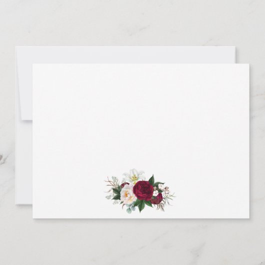 Burgundyフローラ緑の書道は日付を保存 セーブザデート (裏面)