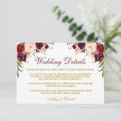 Burgundyフローラ金ゴールド結婚の詳細挿入カード エンクロージャーカード (スタンド正面)