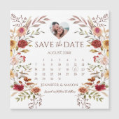 BurgundyフローラBoho Save the Date Photo Magnet (正面)