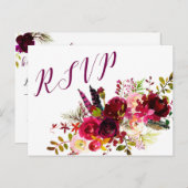 BurgundyフローラRSVP返信3979, entreeの選択肢 インビテーションポストカード (正面/裏面)