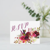 BurgundyフローラRSVP返信3979, entreeの選択肢 インビテーションポストカード (スタンド正面)