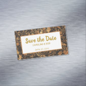 BurgundyフローラSave The Date Black金ゴールド マグネット名刺 (インサイチュ)