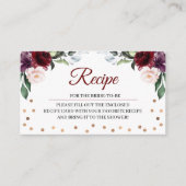 Burgundyブライダルシャワーレシピエンクロージャカード エンクロージャーカード (正面)