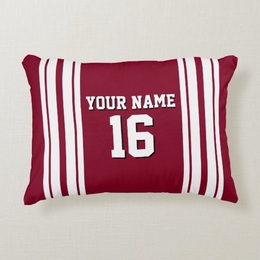 Burgundyホワイトチームジャージカスタムー番号名 アクセントクッション (正面)