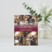 Burgundyモダンの結婚写真Date Cardを保存 案内状 (スタンド正面)