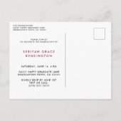 Burgundyモダンエレガント卒業スクリプトの写真 案内ポストカード (裏面)