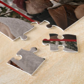 Burgundyモダンファミリー6フォトコラージュキープサケ ジグソーパズル (側面)