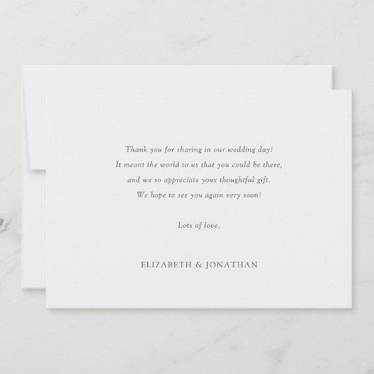 Burgundyモダン写真数々のありがとうありがとうご結婚ざいます サンキューカード (裏面)