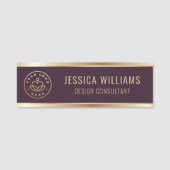 Burgundyモダン金ゴールド・ビジネス・ロゴ 名札 (正面)