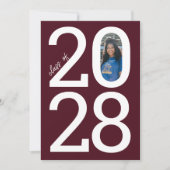 Burgundyモダン Class Year Of And Photo Graduation 案内状 (正面)