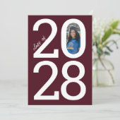 Burgundyモダン Class Year Of And Photo Graduation 案内状 (スタンド正面)