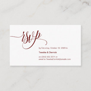 Burgundyモダン Script、Weding RSVP エンクロージャーカード