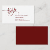 Burgundyモダン Script、Weding RSVP エンクロージャーカード (正面/裏面)