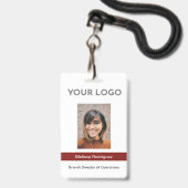 Burgundy企業の従業員の写真ID バッジ (Front with Lanyard)