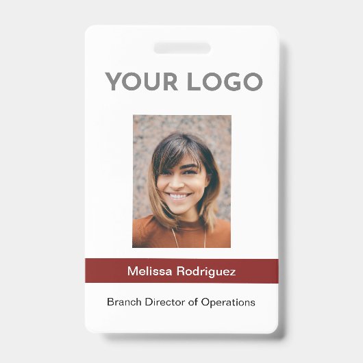Burgundy企業の従業員の写真ID バッジ (Front)
