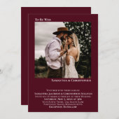 Burgundy写真結婚モダンミニマルの写真に結婚なる 招待状 (正面/裏面)