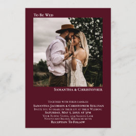 Burgundy写真結婚モダンミニマルの写真に結婚なる 招待状