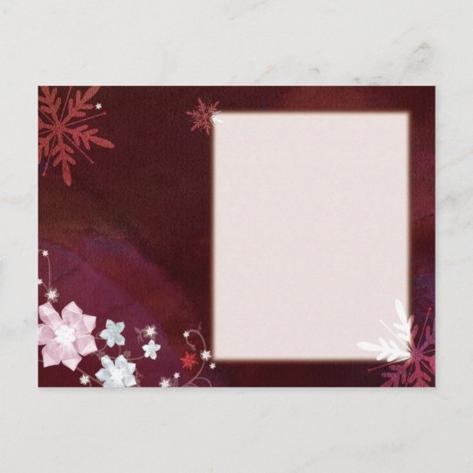 Burgundy冬の結婚式の日付を保存 案内ポストカード (裏面)