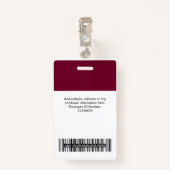 Burgundy従業員名会社ロゴスタッフラベル バッジ (裏面クリップ)