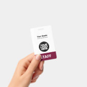 Burgundy従業員名会社ロゴQrコード バッジ (Handheld)