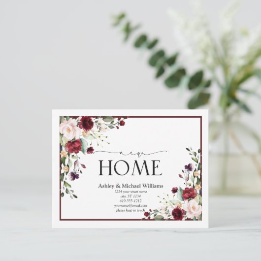 Burgundy新しいホームスクリプトの移動告知 案内ポストカード (スタンド正面)