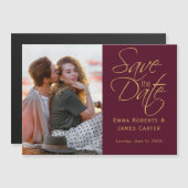 Burgundy書道Save the Date Magnet マグネット招待状 (正面/裏面)