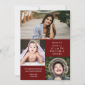 Burgundy白い書道写真卒業 招待状 (裏面)