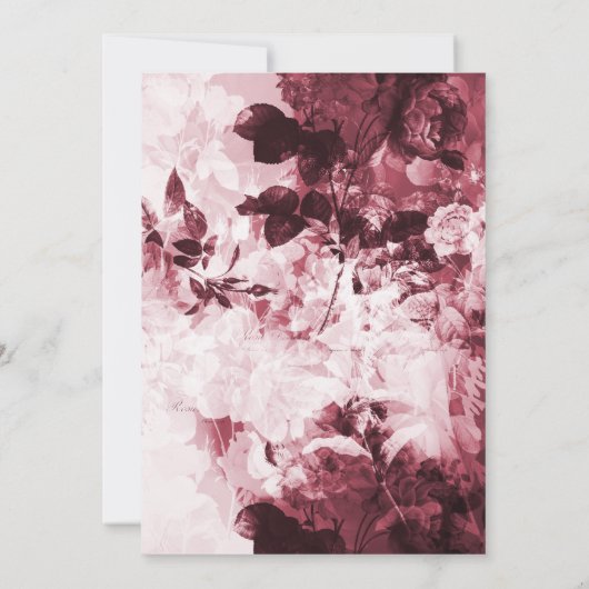 Burgundy白エレガントフローラスクリプトハート写真 セーブザデート (裏面)