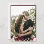 Burgundy素朴フローラスクリプト写真結婚の 招待状 (裏面)