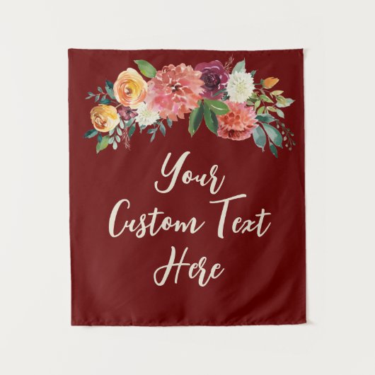 Burgundy素朴フローラフォトプロップ結婚の背景 タペストリー (正面)