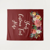 Burgundy素朴フローラフォトプロップ結婚の背景 タペストリー (正面(横))