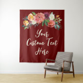 Burgundy素朴フローラフォトプロップ結婚の背景 タペストリー (インサイチュ)