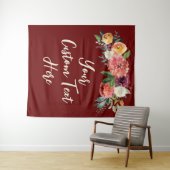 Burgundy素朴フローラフォトプロップ結婚の背景 タペストリー (インサイチュ(横))