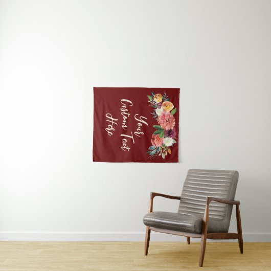 Burgundy素朴フローラフォトプロップ結婚の背景 タペストリー (インサイチュ(横))