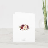 Burgundy素朴フローラ金ゴールドフレームありがとう サンキューカード (裏面)