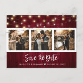 Burgundy素朴秋の結婚式写真Save The Date 案内ポストカード (正面)
